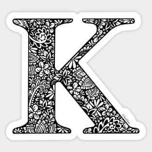 Floral Letter K - Capital Letter Sticker